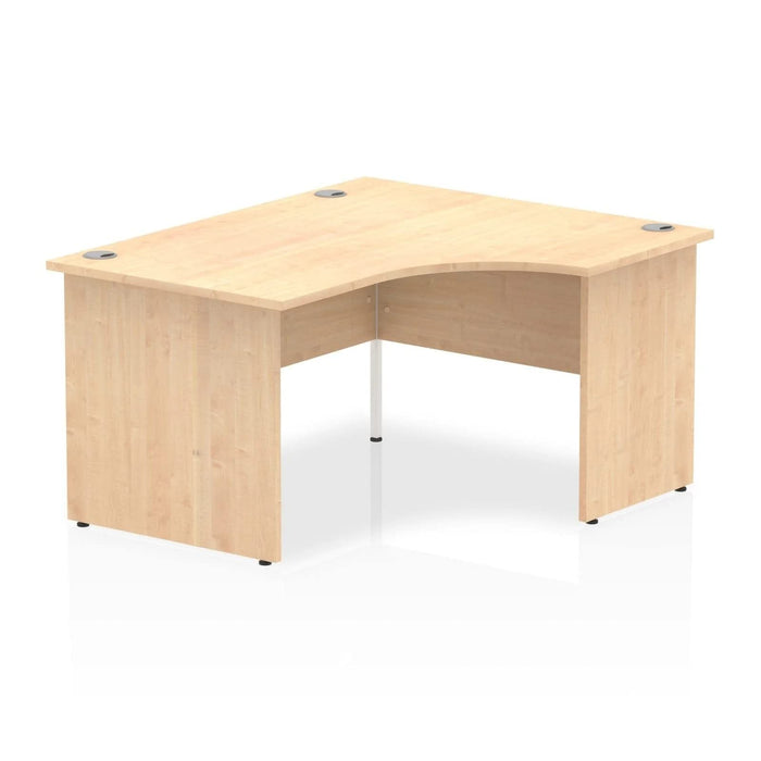 Impulse Right Crescent Office Desk W1800 x D1200 x H730mm Cable Managed Leg Grey Oak Finish White Frame - TT000164