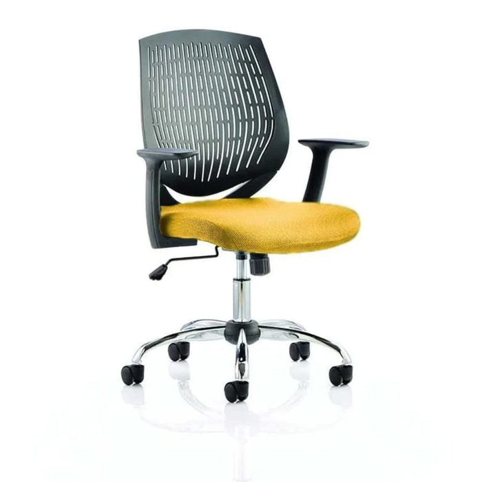 Dynamic Basic Tilt Task Operator Chair Fixed Arms Dura Black Back, Senna Yellow Seat Medium Back