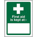 First Aid Sign First Aid Supplies Location Vinyl 20 x 15 cm