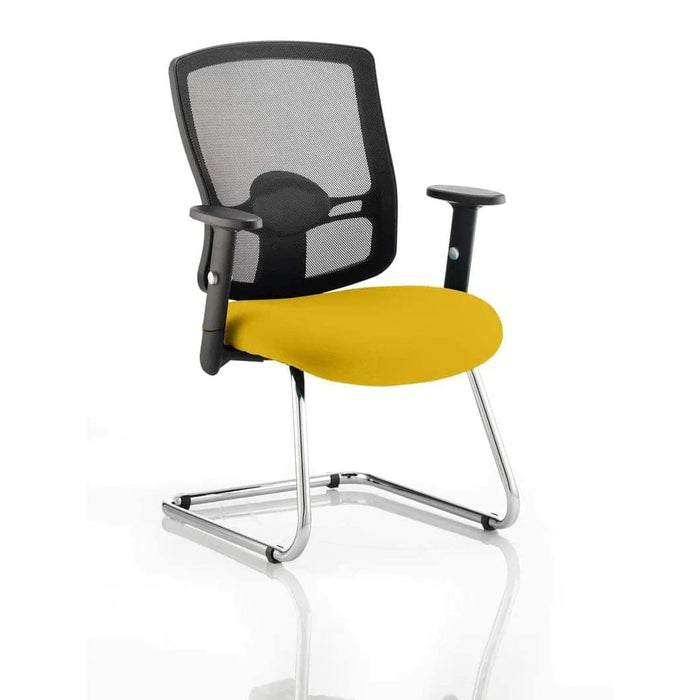 Dynamic Visitor Chair Adjustable Armrest Portland Seat Senna Yellow Fabric