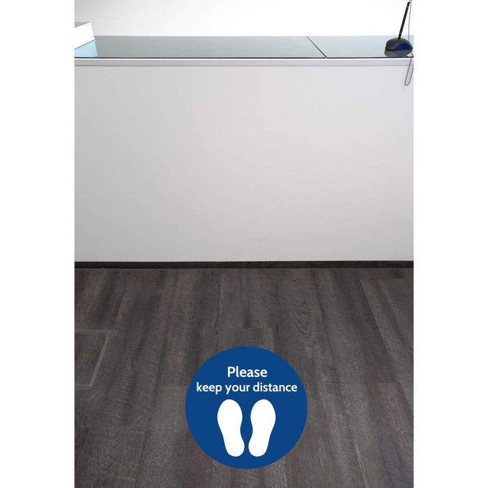 Trodat Floor Sticker Keep Your Distance Vinyl Blue Circle 40 x 40 cm