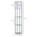 HOMCOM 4-Tier Floor Lamp Standing Lamp with Storage Shelf for Home Office Dorm Grey