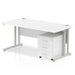 Dynamic Rectangular Straight Desk White MFC Cantilever Leg Silver Frame Impulse 1 x 3 Drawer Mobile Pedestal 1200 x 800 x 730mm