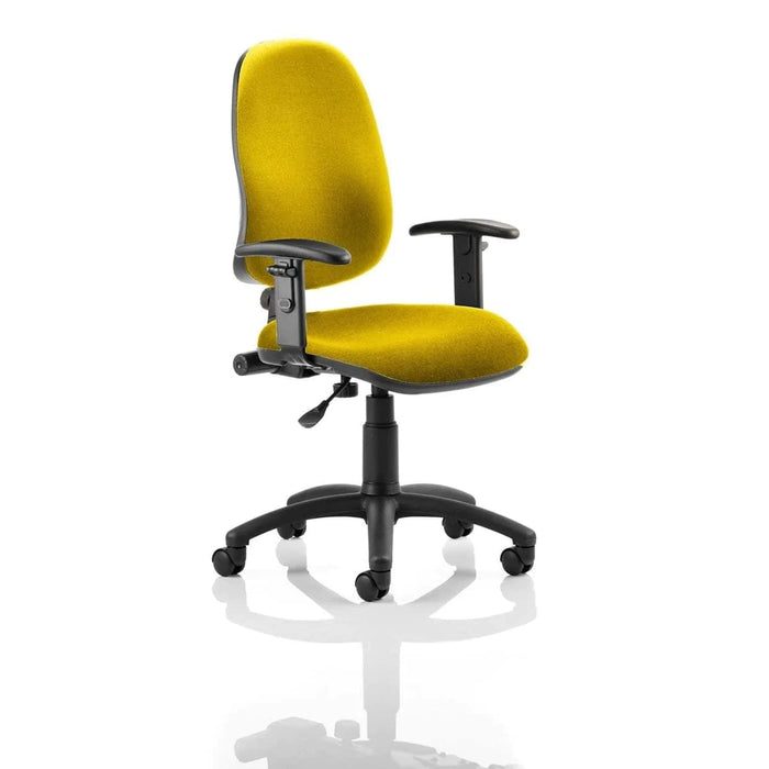 Dynamic Permanent Contact Backrest Task Operator Chair Height Adjustable Arms Eclipse I Senna Yellow Seat High Back