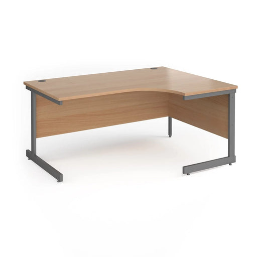 Right Hand Ergonomic Desk with Beech Coloured MFC Top and Graphite Frame Cantilever Legs Contract 25 1600 x 1200 x 725 mm