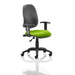 Dynamic Permanent Contact Backrest Task Operator Chair Height Adjustable Arms Eclipse I Black Back, Myrrh Green Seat High Back