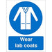 Mandatory Sign Wear Lab Coats Plastic Blue, White 20 x 15 cm