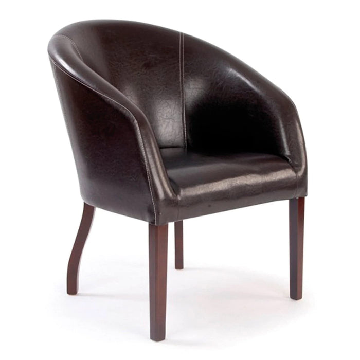 Nautilus Designs Ltd. Modern Curved Armchair Upholstered in a Durable Leather Effect Finish - Brown