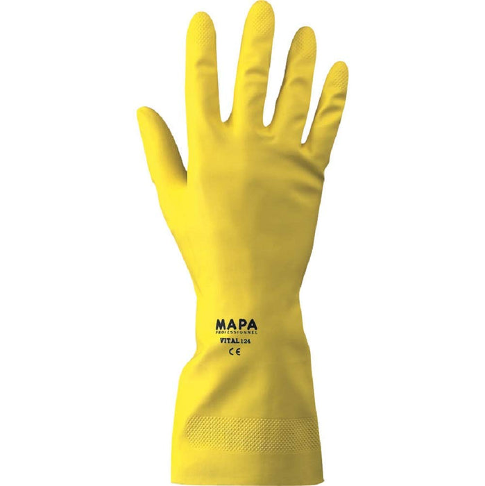 Mapa Professional Vital 124 Non-Disposable Cleaning Gloves Latex Size 7 Yellow