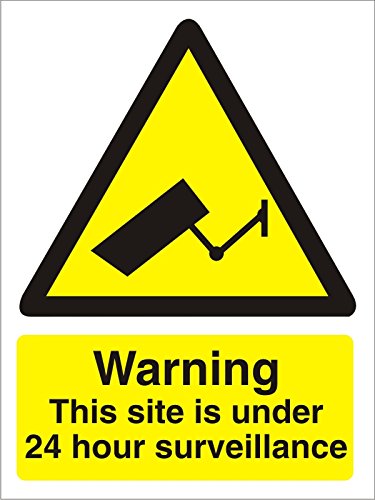 Warning Sign Site Under 24 Hour Surveillance Vinyl 20 x 15 cm