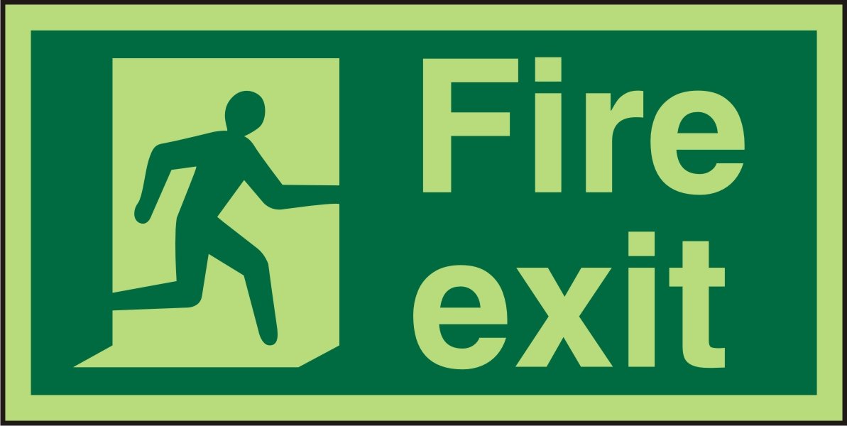 Fire Exit Sign Right Arrow Acrylic 10 x 20 cm