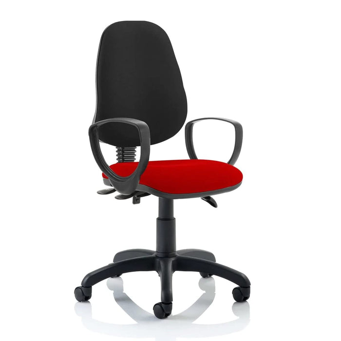 Dynamic Permanent Contact Backrest Task Operator Chair Loop Arms Eclipse Plus III Black Back, Bergamot Cherry Seat Without Headrest High Back