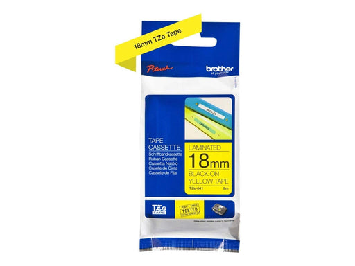 Brother TZe-641 Authentic Label Tape Self Adhesive Black Print on Yellow 18 mm x 8m