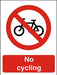 Prohibition Sign No Cycling Plastic 30 x 20 cm