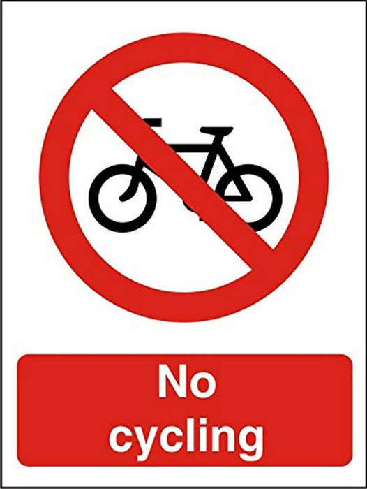 Prohibition Sign No Cycling Vinyl 30 x 20 cm