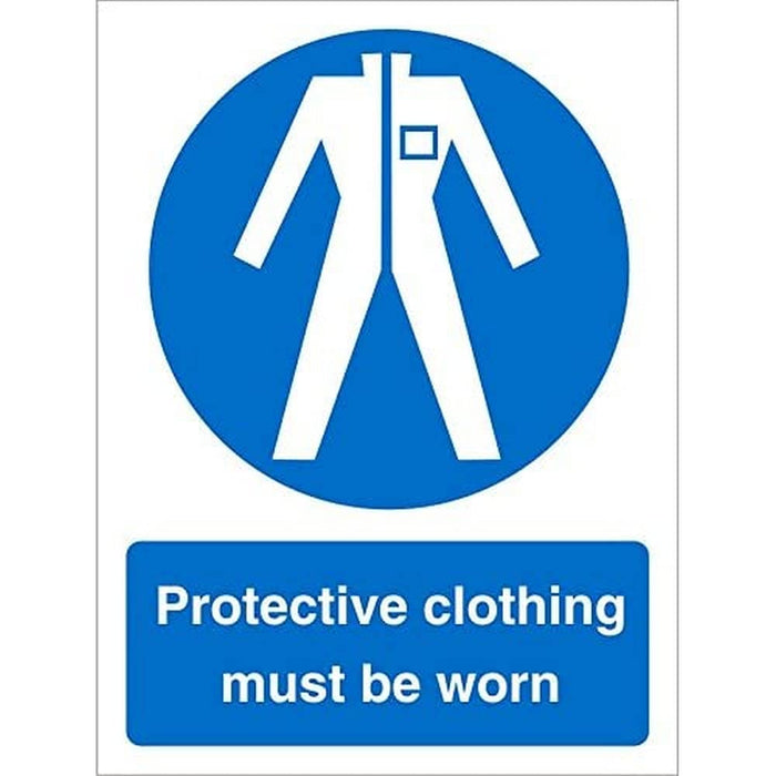 Mandatory Sign Protective Clothing Must Be Worn Plastic 20 x 15 cm