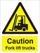 Warning Sign Fork Lift Trucks Plastic 30 x 20 cm