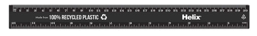 Helix 100% Recycled Plastic Ruler Black 30 cm / 12 "