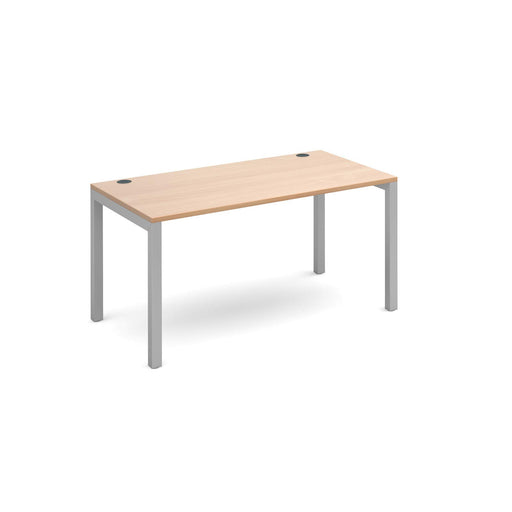 Rectangular Straight Single Desk with Beech Coloured Melamine & Steel Top and Silver Frame 4 Legs Connex 1400 x 800 x 725 mm