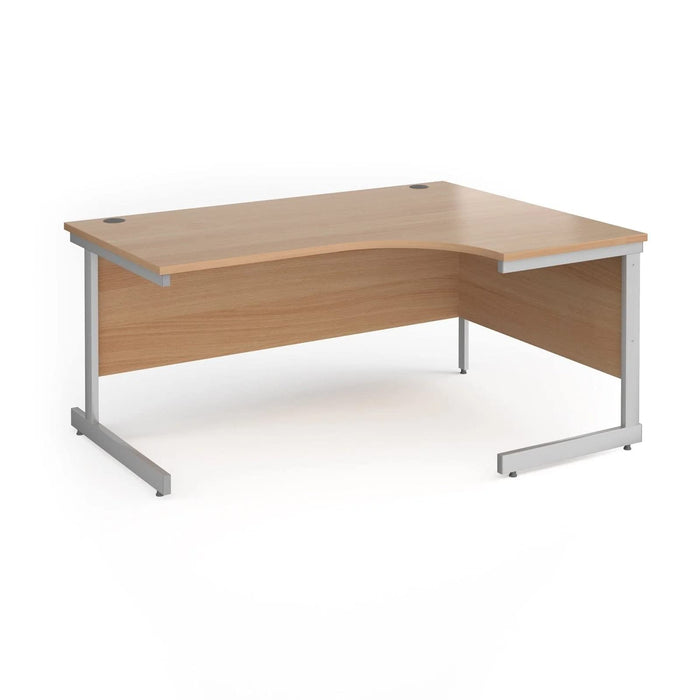 Right Hand Ergonomic Desk with Beech Coloured MFC Top and Silver Frame Cantilever Legs Contract 25 1600 x 1200 x 725 mm