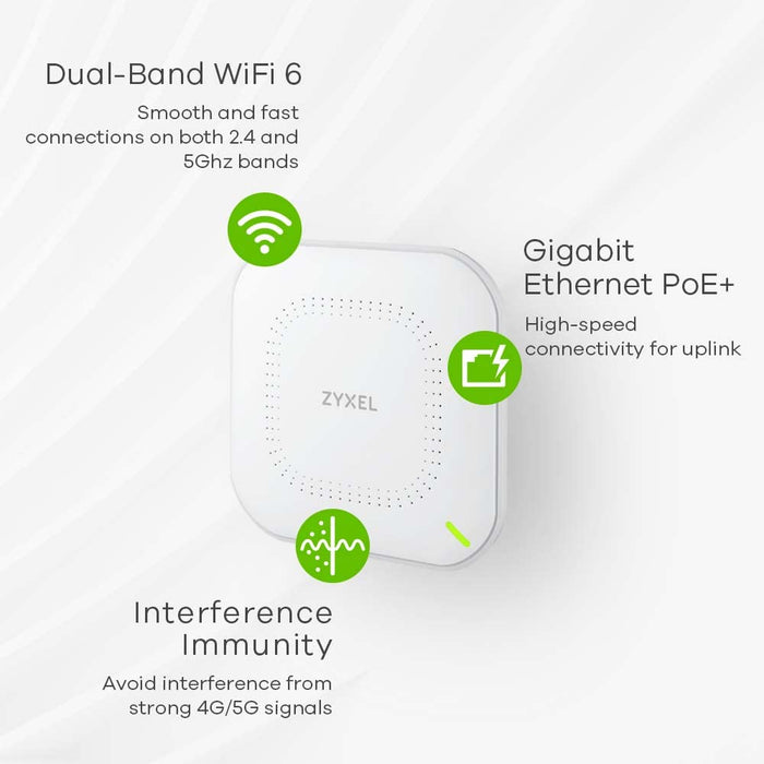 Zyxel NWA90AX - Radio access point - Wi-Fi 6 - 2.4 GHz, 5 GHz - cloud-managed