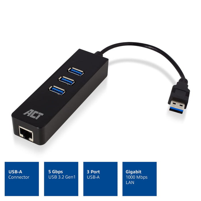 ACT Usb Hub AC6310 3 Usb, 1 Rj45