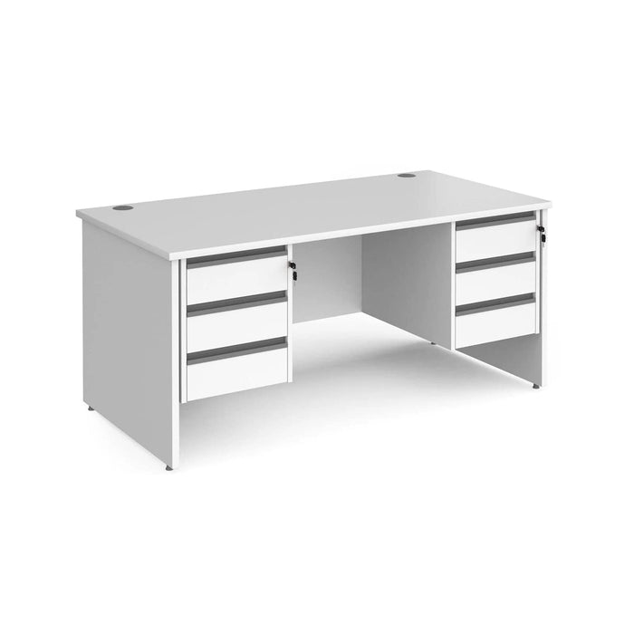 Dams International Straight Desk with White MFC Top and Graphite Frame Panel Legs and 2 x 3 Lockable Drawer Pedestals Contract 25 1600 x 800 x 725mm