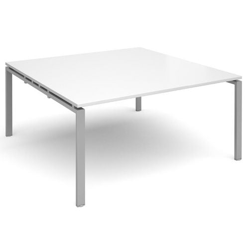 Dams International Square Boardroom Table with White MFC & Aluminium Top and Silver Frame EBT1616-S-WH 1600 x 1600 x 725 mm