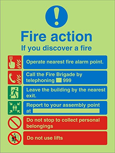 Fire Action Sign If You Discover A Fire Self Adhesive Vinyl 20 x 15 cm