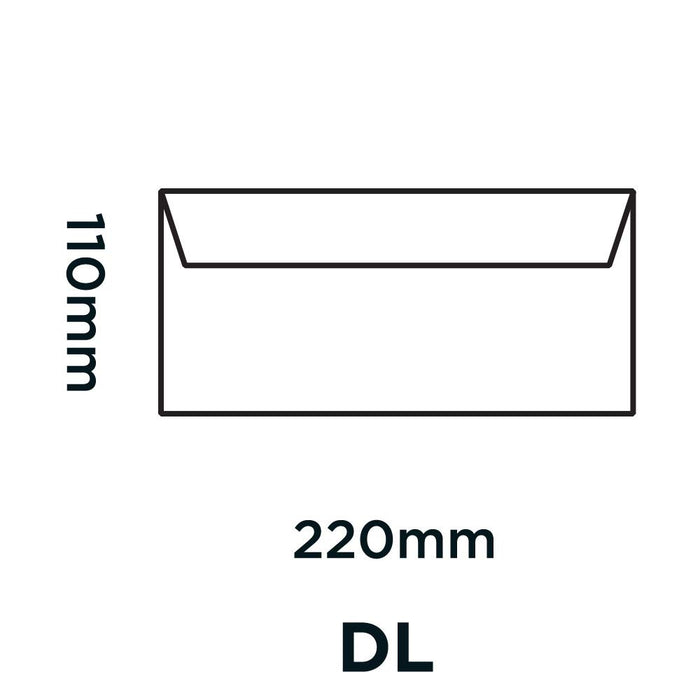 PREMIUM Business Envelopes DL 220 (W) x 110 (H) mm Adhesive Strip White 120 gsm Pack of 50