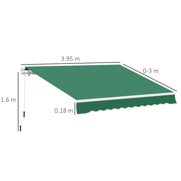 OutSunny Manual Retractable Awning, size (4m x3m)-Green