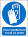 Mandatory Sign Hand Protection Must Be Worn Plastic 30 x 20 cm