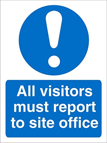 Mandatory Sign All Visitors Report to Site Office Vinyl 20 x 15 cm