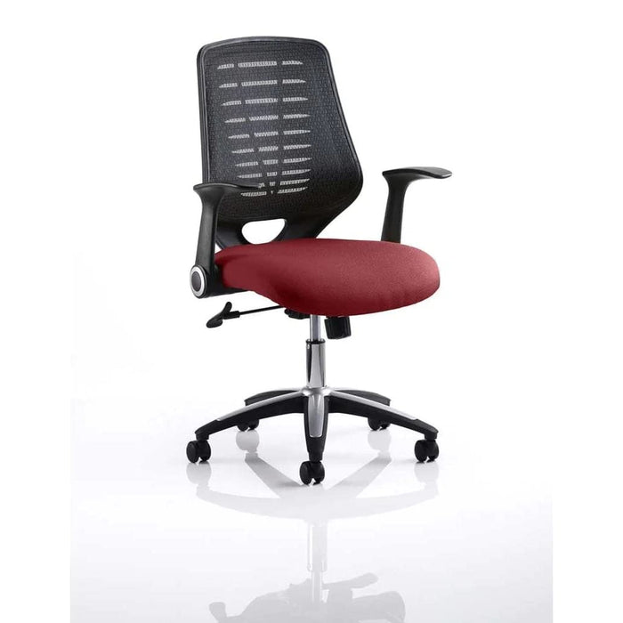 Dynamic Tilt & Lock Task Operator Chair Folding Arms Relay Black Back, Ginseng Chilli Seat Without Headrest Medium Back