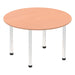 Round Meeting Table Beech MFC Post Legs Silver Impulse 1200 x 1200 x 730mm