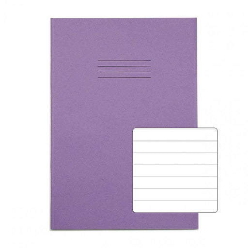 Rhino 13 x 9  A4+ Oversized Exercise Book 40 Page Feint Ruled 12mm Purple (Pack 100) - VDU024-230-6