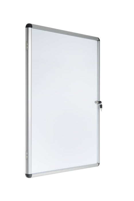 Bi-Office Enclore Indoor Lockable Notice Board Magnetic 6 x A4 Wall Mounted Lacquered Steel 72 (W) x 67.4 (H) cm White