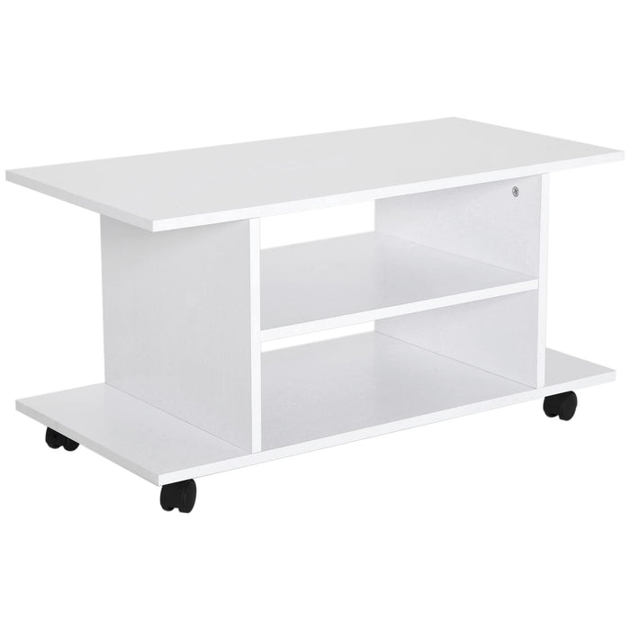 HOMCOM Mobile TV Stand 02-0609 White 400 x 800 x 400 mm