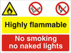 Warning Sign Highly Flammable Fluted Board 45 x 60 cm