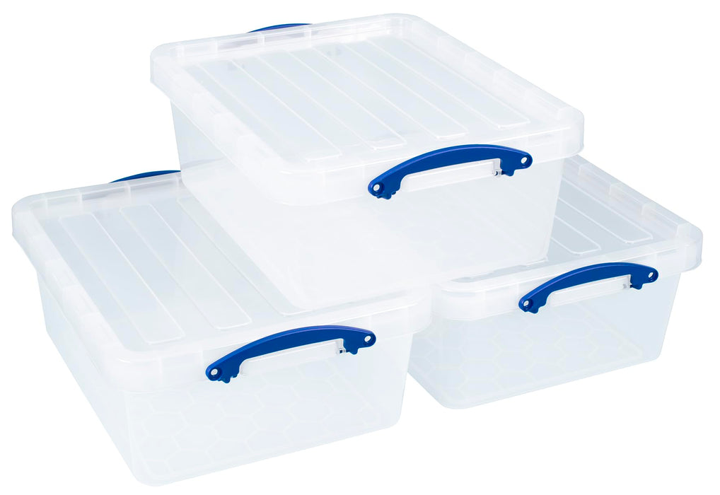 Really Useful Box Storage Box 23.5 L Transparent PP (Polypropylene) 39.5 x 50 x 19.5 cm Pack of 3