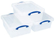 Really Useful Box Storage Box 23.5 L Transparent PP (Polypropylene) 39.5 x 50 x 19.5 cm Pack of 3