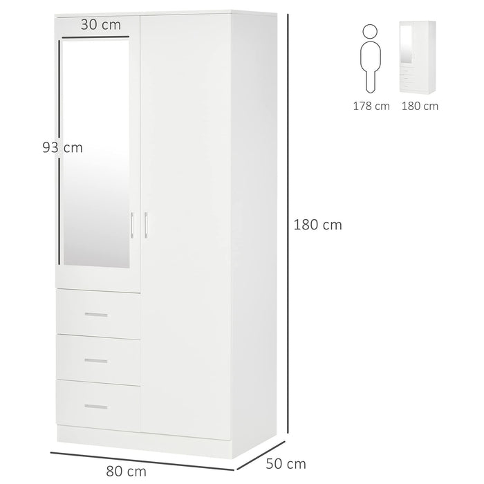 HOMCOM Wardrobe 831-426 White 500 (W) x 800 (D) x 1,800 (H) mm