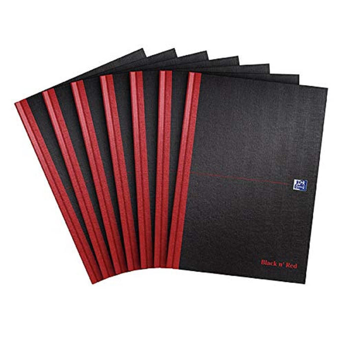 OXFORD Notebook Black n' Red A4 Ruled Casebound Cardboard Hardback Black, Red 192 Pages 96 Sheets Pack of 7