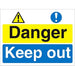 Warning Sign Keep Out Fluted Board 30 x 40 cm