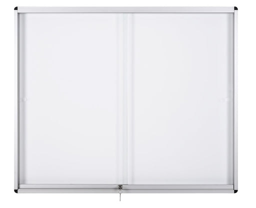 Bi-Office Exhibit Indoor Lockable Notice Board Magnetic 18 x A4 Wall Mounted 132.4 (W) x 96.7 (H) cm White