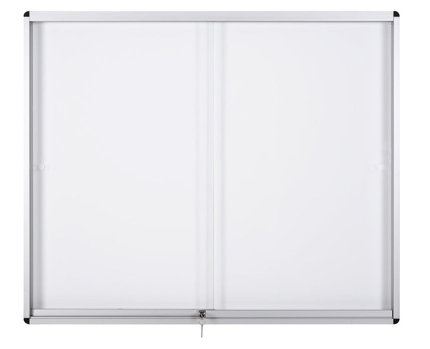 Bi-Office Exhibit Indoor Lockable Notice Board Magnetic 27 x A4 Wall Mounted 202.6 (W) x 96.7 (H) cm White