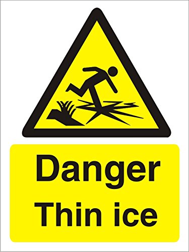 Warning Sign Thin Ice Vinyl 20 x 15 cm