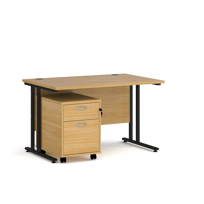 Dams International Straight Desk with 2 Drawer Pedestal SBS214WH 1,400 x 800 x 725 mm