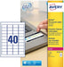 Avery NoPeel Permanent Labels Self Adhesive 45.7 x 25.4 mm White Rectangular 20 Sheets of 40 Labels