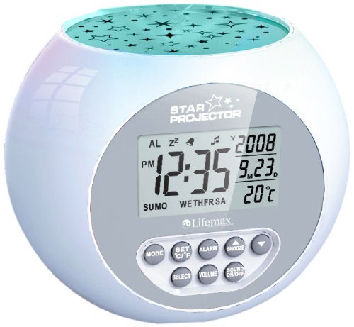 Lifemax Star Projection Sound Machine Clock - Silver